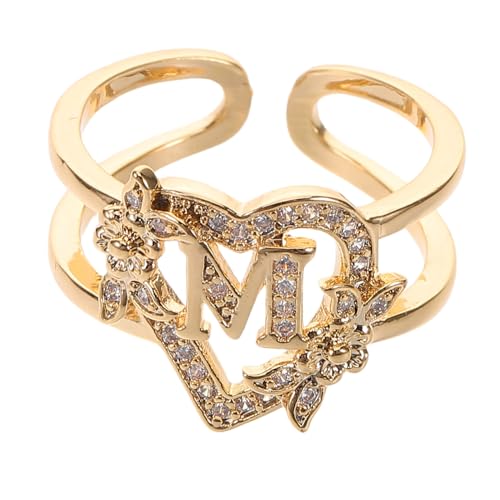 POPETPOP Initial Ring Verstellbar Offener Buchstabenring Damen Stapelbarer Daumenring mit Glatter Oberfläche für Alltag und Komfortabler Kupfer Schmuck für Frauen und Teenager von POPETPOP