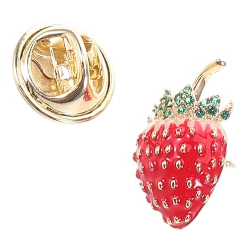 POPETPOP Kawaii Handbemalte Erdbeer Brosche Anstecknadel mit Feiner Struktur Kleine Frucht Schmuck für Damen Kleidung Hut Accessoire Leicht Tragbar von POPETPOP