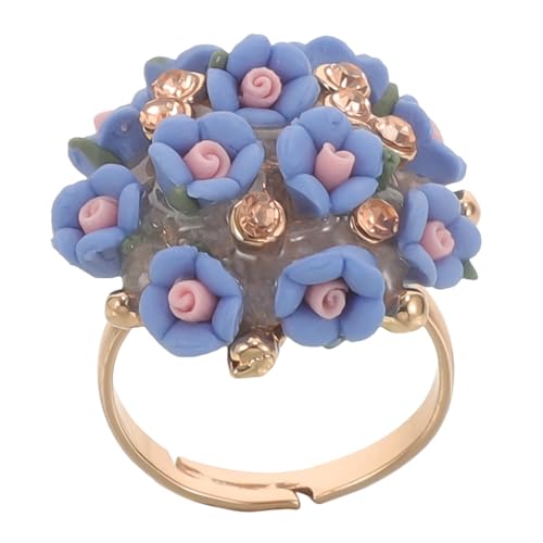 POPETPOP Keramik Blütenring Damen Verstellbar Retro Stil Blumen Schmuck Modisch Elegant Für Partys Alltag von POPETPOP