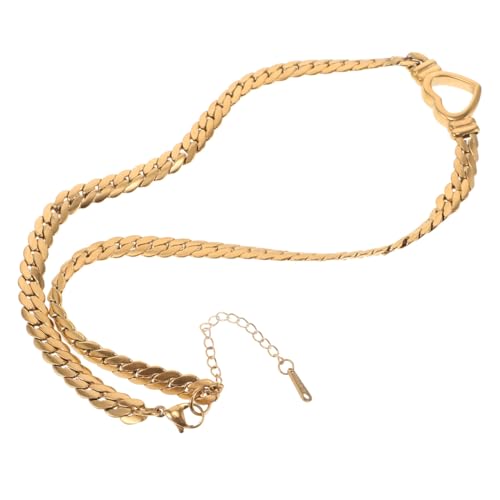 POPETPOP Kette Damen Herzanhänger Titanstahl Schlange Design Vergoldet Langlebig Modisch Schmuck für Frauen Alltag und Besondere Anlässe von POPETPOP