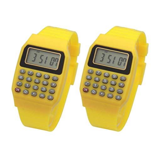 POPETPOP 2st Rechenuhr Für Kinder Digitaluhr Für Kinder Multifunktionsuhr Klar Taschenrechner Uhren Herrenuhren Kinderuhren Kinder Schauen Zu Auf Jungs Achten Mann Handgelenk LCD Bildschirm von POPETPOP