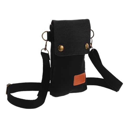 POPETPOP Kleine Crossbody Tasche Damen aus Robustem Canvas Leichte Handytasche mit Fächern Vielseitige Umhängetasche für Alltag Reisen und Arbeit Kompakt und Tragbar Schwarz von POPETPOP