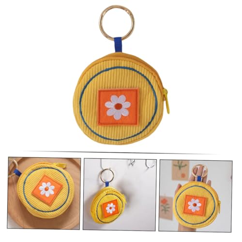 POPETPOP Kleine Geldbörse Damen mit Schlüsselanhänger Mini Münzfach Portemonnaie aus Stabilem Material Vielseitige Kleine Tasche für Lose Kleingeld Modisches Accessoire in Gelb von POPETPOP