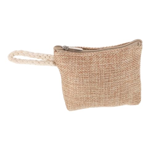 POPETPOP Kleine Leichte Baumwoll Leinen Tasche mit Reißverschluss Multifunktional als Münzbeutel Kosmetiktasche und Schlüsselanhänger Modisch und Strapazierfähig für Frauen Unterwegs und von POPETPOP