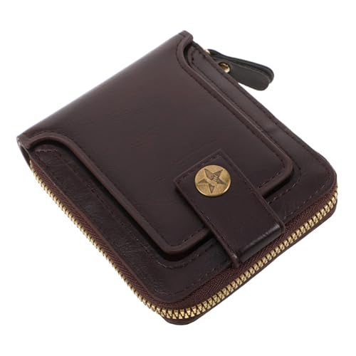 POPETPOP Kompaktes Herren Bifold Portemonnaie Retro Stil Multifunktionaler Kartenhalter mit Reißverschluss Kleines Vintage Geldbörse für Reise und Alltag Platzsparend und Praktisch von POPETPOP