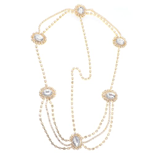 POPETPOP Kopfkette Für Damen Hochzeit Braut Kopfschmuck Mit Strass Kopfkette Headwear Haar Zubehör Für Braut Und Hochzeit Schmuck von POPETPOP