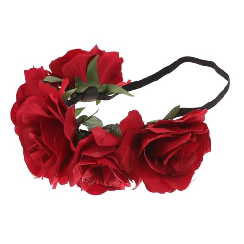 POPETPOP Weihnachtsblumen-stirnbänder Für Frauen Weihnachtsblumen-stirnband Frauen Kopfschmuck Blumenkrone Weihnachtsblumenstirnbänder Beerenblume Blüte Kranz Fräulein Rattanimitat von POPETPOP