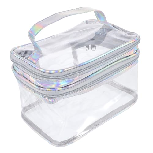 POPETPOP Doppellagige Kosmetiktasche Aus Transparentem Leder Make-up-Taschen Make-up-Aufbewahrungstasche Aufbewahrungstasche Mit Großer Kapazität Reisen PVC Aufbewahrungstaschen Mädchen von POPETPOP