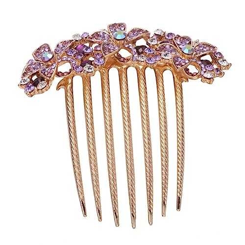 POPETPOP Elegante Haarnadel Haarspangen Für Damen Haarkamm Seitenkämme Aus Kristallhaar Blumenhaarspangen Für Frauen Haarschmuck Kopfschmuck Aus Strass Zubehör Violett Braut Strasssteine von POPETPOP