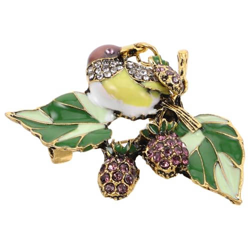 POPETPOP Kristallbrosche für Damen Erdbeer Magpie Design Leuchtende Anstecknadel mit Einzigartigem Stil Robust Verarbeitet Vielseitig Kombinierbar für Kleider und Anzüge von POPETPOP