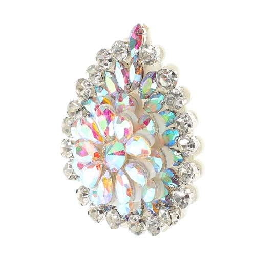 POPETPOP Kristallbrosche mit Irisierenden Glassteinen Tropfenförmiges Design Silberner Basis Broschen Anstecker Vielseitig für Kleidung Taschen und Hochzeitsschmuck Langlebig Modisch für von POPETPOP