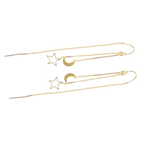 POPETPOP Lang Ohrhänger Damen mit Mond und Stern Anhänger Sichere Kupferlegierung Modische Quaste Leichte Vielseitige Ohrschmuck für Frauen und Mädchen Auffälliges Design für Jeden Anlass von POPETPOP