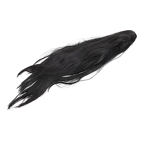 POPETPOP Lange Geisterperücke für Halloween Kostüm Schwarze Weiße Maske für Cosplay Maskerade Partys Gruseliges Accessoire für Festivals Karneval von POPETPOP