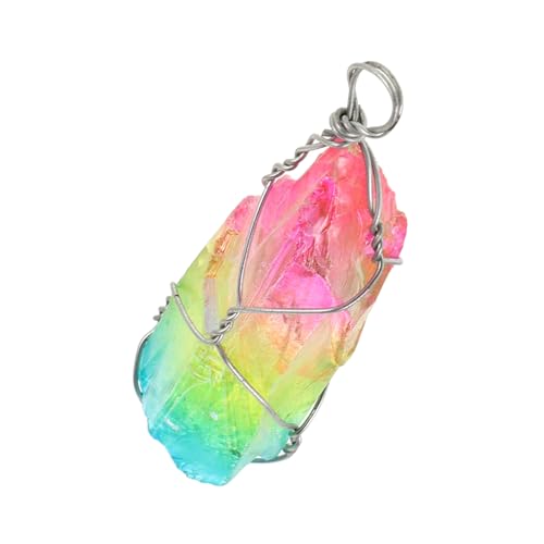 POPETPOP Lebensbaum Anhänger Halskette Damen mit Natürlichem Buntem Handgewickelter Baum Lebens Design Lebendige Edelsteine für Positive und Vielseitigen Schmuckgebrauch von POPETPOP