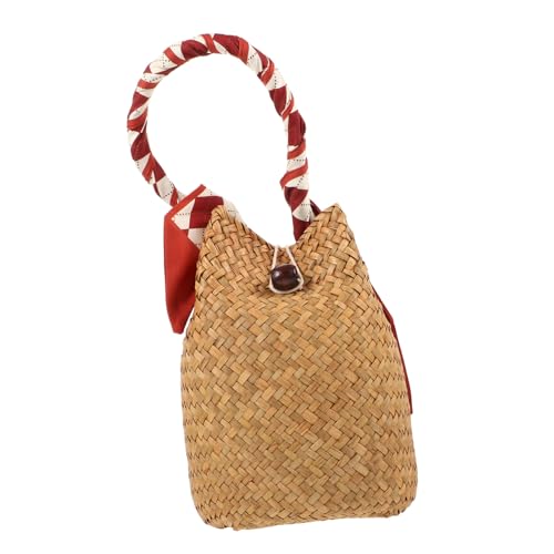 POPETPOP Leichte Handgewebte Strandtasche mit Griffen Robuste Geflochtene Tote Bag aus Strohmaterial Vielseitige Handtasche für Freizeit Einkauf Reise und Picknick Stilvolle Damen von POPETPOP