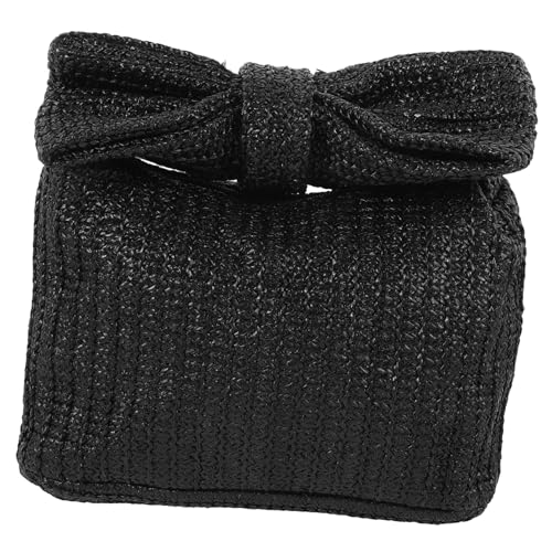 POPETPOP Leichte Schwarze Clutch Handtasche Damen mit Schleifen Design Geflochtene Tasche für Alltag und Party Strapazierfähige Praktische Umhängetasche mit Ausreichend für Essentials von POPETPOP