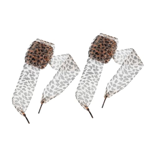 POPETPOP Leopard Schnürsenkel Breit Flach Satinband mit Zarter Spitze für Damen Schuhe Sneaker Boots Trendige Animal Shoelaces Verstellbar von POPETPOP