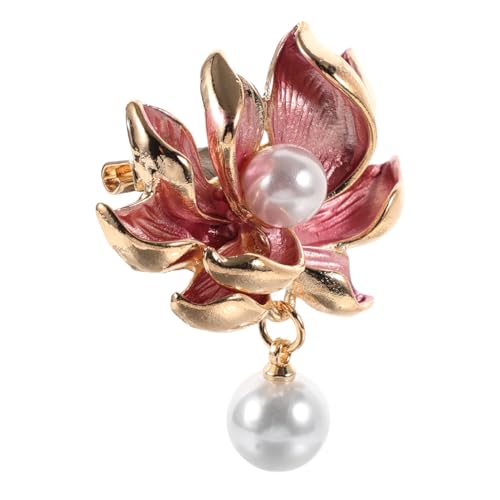 POPETPOP Lotusblütenbrosche mit Perlendekor Chinesische Anstecknadel Eleganter Schmuckclip für Cardigans Schal und Kleidungszubehör Rutschfeste Lotusblumen Brosche für Damen von POPETPOP