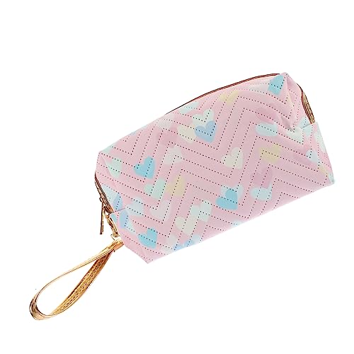 POPETPOP Kosmetiktasche Tragetaschen für Damen Reise-Kulturbeutel Handtaschen Make-up-Taschen tragbare Aufbewahrungstasche Schminktasche für Damen Farbkontrast Wäschesack Reisen PU-Leder von POPETPOP