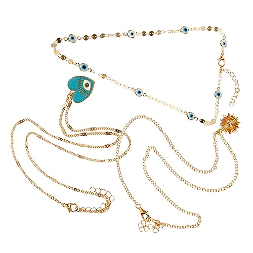 POPETPOP Mehrlagige Damenhalskette mit Bösem Blick Anhänger Leichte Hautfreundliche Legierung Kette für Frauen und Mädchen zum Muttertag Vielseitig Kombinierbar von POPETPOP