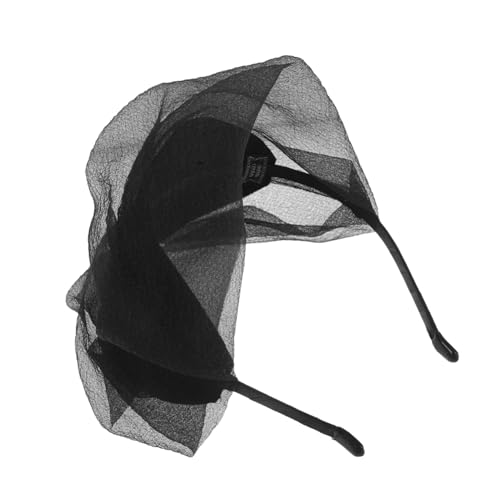 POPETPOP Mesh Stirnband Damen mit Schleier Netz Haarreif Hut für Tanzparty Grauhaarabdeckung Modisches Fascinator Haaraccessoire für Hochzeiten und Alltag von POPETPOP
