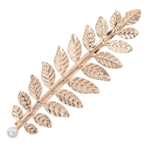 POPETPOP Metal Haarspange mit Perlen und Blattmotiv Langlebiges Fester Eleganter Brautschmuck für Hochzeit Party Vielseitiger Kopfschmuck für Damen Vintage Haarnadel Design von POPETPOP