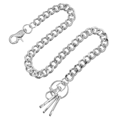 POPETPOP Metal Pants Chain Taillenkette aus Robustem Metall mit Doppelten Karabinern Punk Style Jeans Accessoire für Herren und Damen Vielseitige Hosenkette zur Sicheren Befestigung von von POPETPOP