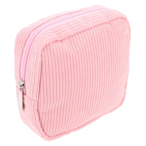 POPETPOP Mini Kosmetiktasche aus Cordstoff Kleine Make Up Tasche Tragbarer Schminkbeutel mit Weichem Strapazierfähigem Material Praktische Aufbewahrungstasche für Damen für Reisen und von POPETPOP