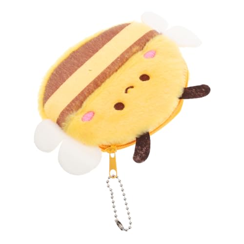 POPETPOP Mini Plüsch Bienen Münzbeutel mit Reißverschluss Weiches Kuscheltier Schlüsselanhänger Charm für Mädchen Geldbörse Jungen Geburtstagsgeschenk von POPETPOP