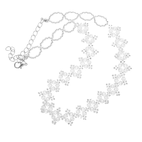 POPETPOP Minimalistische Clavicle Kette mit Perlen und Kunststoffkristall Langlebige und Stilvolle Halskette für Damen Einzigartige Modeschmuck Kette für Besondere Anlässe Wie von POPETPOP