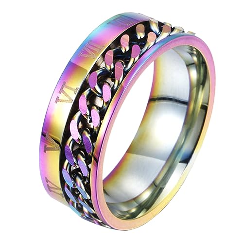 POPETPOP Modischer Titanstahl Ring mit Drehbarem Römischem Zifferndesign Langlebiger Schmuck für Damen und Herren Verstellbar Eleganter Unisex Dekorationsring für Hochzeit Party Alltag von POPETPOP
