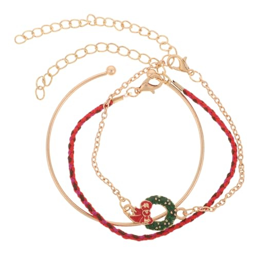 POPETPOP Multi Layer Weihnachtsarmband Set Damen Zinklegierung Verstellbar Festlicher Weihnachtskranz Schneeflocken Schmuck Für Winterfeierlichkeiten Geschenkidee von POPETPOP