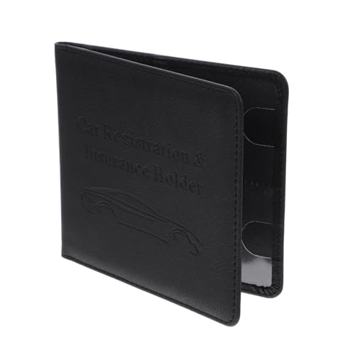 POPETPOP Multifunktionaler Fahrzeugschein Organizer aus Schwarzem Kunstleder Kompakter Auto Versicherungs und Zulassungskartenhalter Schlankes Kartenetui für Herren Platzsparender von POPETPOP