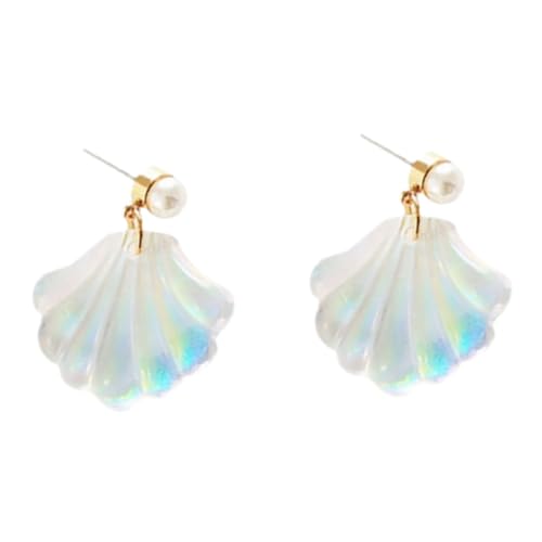 POPETPOP Muschel Perlen Ohrstecker Damen Schmuck mit Zarten Perlen und Eleganter Muschelform Sommerlich Frischer Look für Alltag Party Hochzeit Stilvoller Ohrschmuck für Frauen von POPETPOP