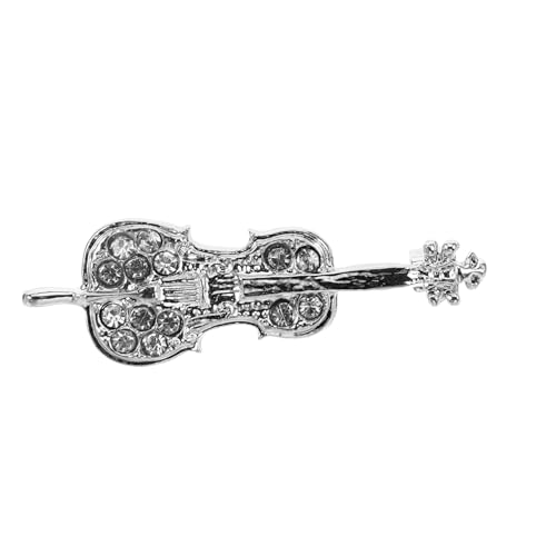 POPETPOP Musikinstrument Brosche Violine mit Strassbesatz Unisex Anstecknadel für Outfit Eleganter Schmuck für Party und Alltag Modisches Accessoire für Damen und Herren von POPETPOP
