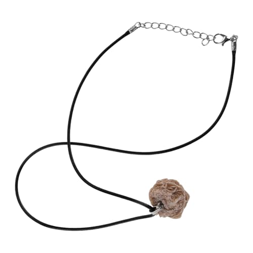 POPETPOP Natürlicher Sandrosen Anhänger Halskette Damen Choker Komfortabler Langlebiger Schwarzer Kordel Schmuck für Alltag und Party Modischer Damenschmuck von POPETPOP
