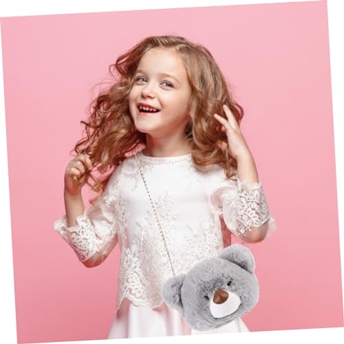 POPETPOP Niedliche Bear Shoulder Bag mit Weichem Plüschfell Leichte Cartoon Umhängetasche für Alltag Shopping und Freizeit Langlebige Verarbeitung Praktische Einzeltasche in Hellgrau von POPETPOP