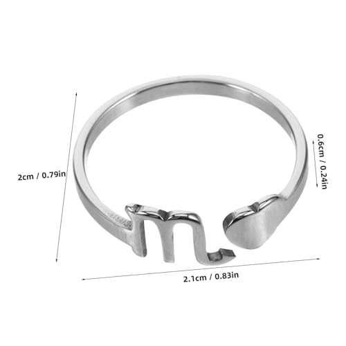 POPETPOP Offener Edelstahl Ring Damen Sternzeichen Flexibel Dekorativer Schmuck Verstellbar Stylischer Fingerring Geschenkidee für Alltag Festival Party von POPETPOP