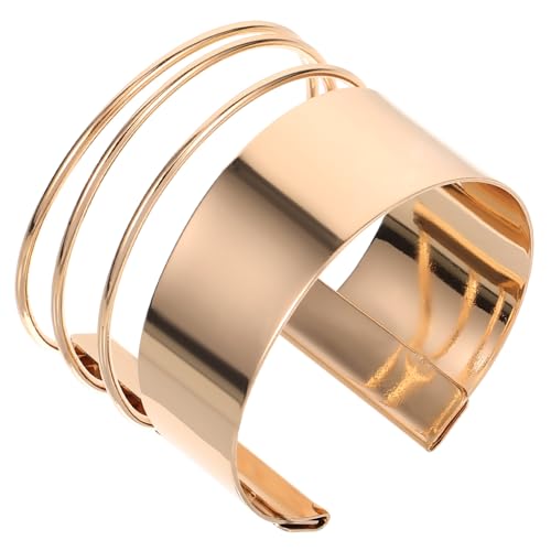 POPETPOP Offener Metall Armreif Damen Verstellbar Modischer Cuff Armband Eleganter Schmuck für Handgelenk Persönlicher Stil und Langlebiges Design in Gold von POPETPOP