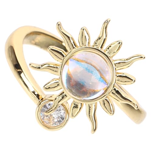 POPETPOP Offener Verstellbarer Sonnenblumenring Damen Fidget Ring Modisch Ästhetisch Gold Schmuck Geschenk für Teen Alltag und Besondere Anlässe von POPETPOP