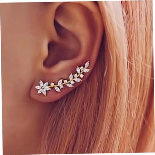 POPETPOP Ohrkletterer Damen Ohrringe mit Funkelnden Kristallen Minimalistisches Design Leichter Schmuck Komfortabel für Alltag und Party Klassische Ohrklemme für Frauen von POPETPOP