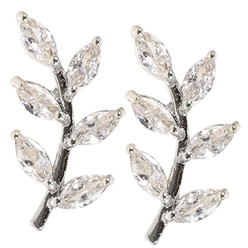 POPETPOP Ohrstecker Damen Zirkonia Ohrschmuck Weißvergoldet Kleine Leichte Blattform Ohrhänger Für Alltag Party von POPETPOP