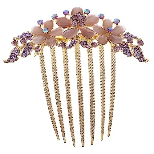 POPETPOP Opalkamm Hochzeitshaarschmuck Für Bräute Zahn Kamm Brautschuhe Stern Haarspangen Kämme Für Frauen Haarspangen Für Damen Sonnenblume Fräulein Violett Legierung Kleiner Kamm von POPETPOP