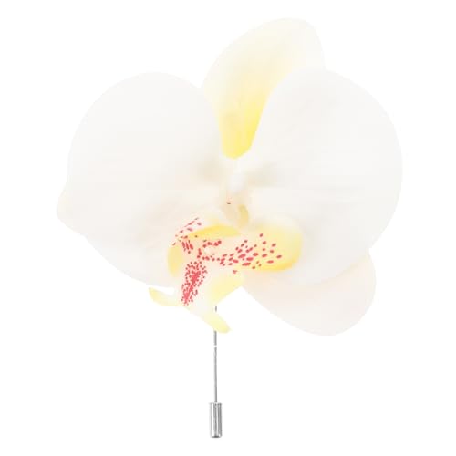 POPETPOP Orchideen Brustnadel aus Zinklegierung Weiße Künstliche Blume Formeller Herren Anstecker für Hochzeiten Abschlussbälle und Festliche Anlässe Stilvolle Brosche für Anzugverzierung von POPETPOP