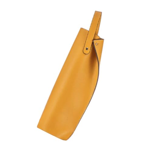 POPETPOP PU Weintasche Tragbarer Weinflaschenträger mit Griff Gelbe Weingeschenktasche für Flaschenaufbewahrung und Geschenkverpackung Robuste Mehrzweck Weintragetasche für Reisen und von POPETPOP