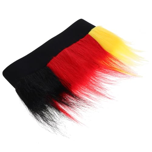 POPETPOP Patriotische Deutsche Fußballfan Perücke in Schwarz Gelb Rot Synthetische Sport Fan Perücke für Cosplay Auffälliges Tricolor Accessoire für Fans und Partys von POPETPOP