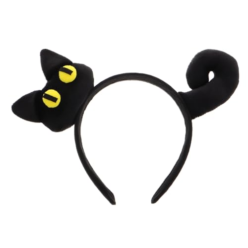 POPETPOP Pelziges Katzenohr-stirnband Schwarzes Plüsch-stirnband Mit Ohren Weiches Haarband Für Cosplay Und Partys Katzenkopfbedeckung Für Alltag von POPETPOP