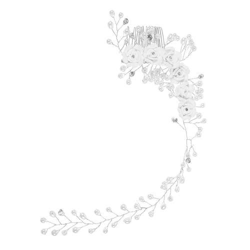 POPETPOP Perlen Blumen Haarkamm Brautschmuck Handgemacht mit Strass Hochzeit Haaraccessoire für Damen und Mädchen Leichtes Komfortables Stirnband für Prom und Festliche Anlässe von POPETPOP