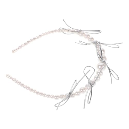 POPETPOP Perlen Stirnband mit Schleife Damen Haarreif für Hochzeit Party Geburtstag Modischer Haarschmuck Leicht Stilvoller Brautschmuck von POPETPOP