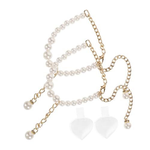 POPETPOP Perlenbesetzte Abnehmbare Fersenriemen für High Heels Knöchelriemen mit Künstlichen Perlen Komfortabler Halt Modisches Zubehör für Damen Pumps Schutz vor Ausrutschen und von POPETPOP